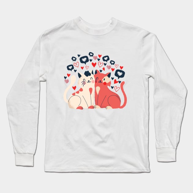 Valentine Cat Long Sleeve T-Shirt by ArtRoute02